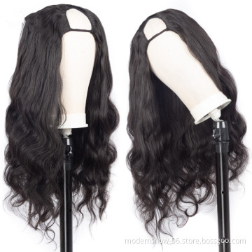 Full Cuticles Aligned Virgin Human hair Wig Body Wave,Deep Curly U-Part Brazilian Raw Human Hair Machine Made Human Hair Wigs